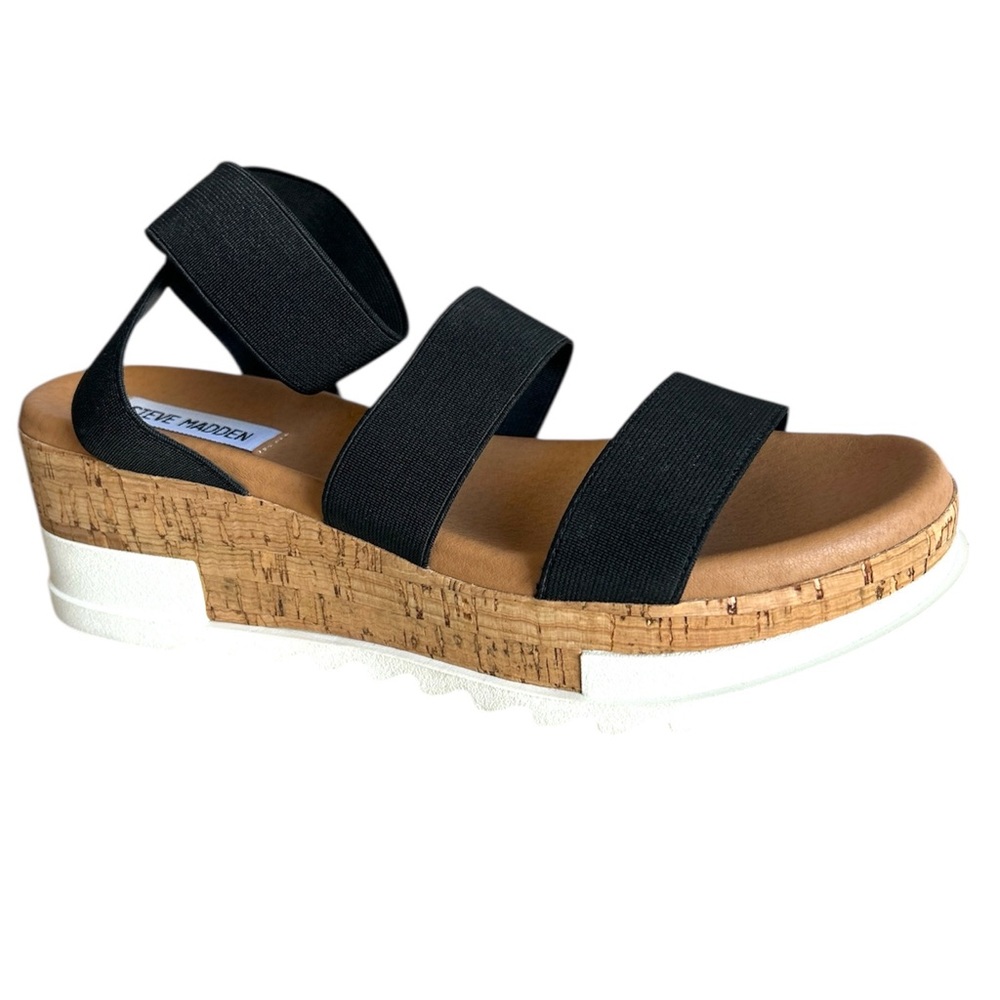 Steve Madden platform Sandals Black Elastic straps size 9M